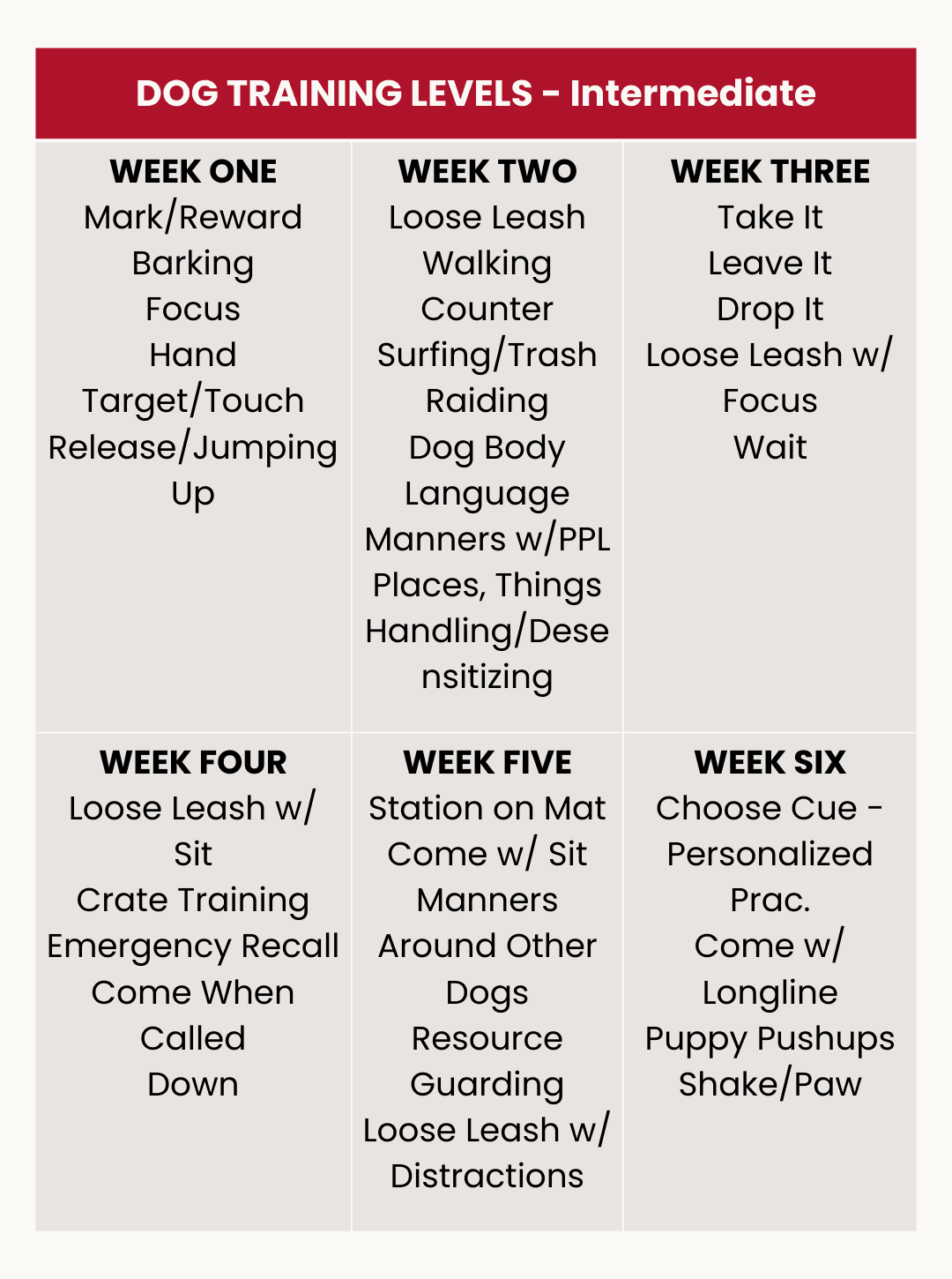 Dog Training Levels 2025 - Intermediate - Mobile
