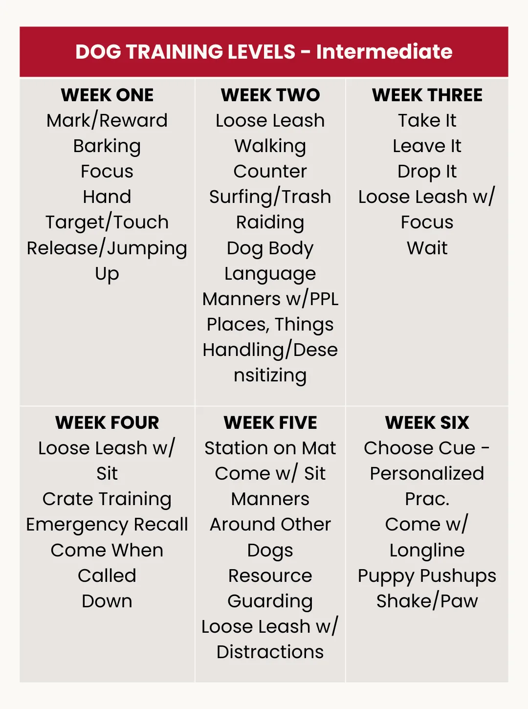 Dog Training Levels 2025 - Intermediate - Mobile
