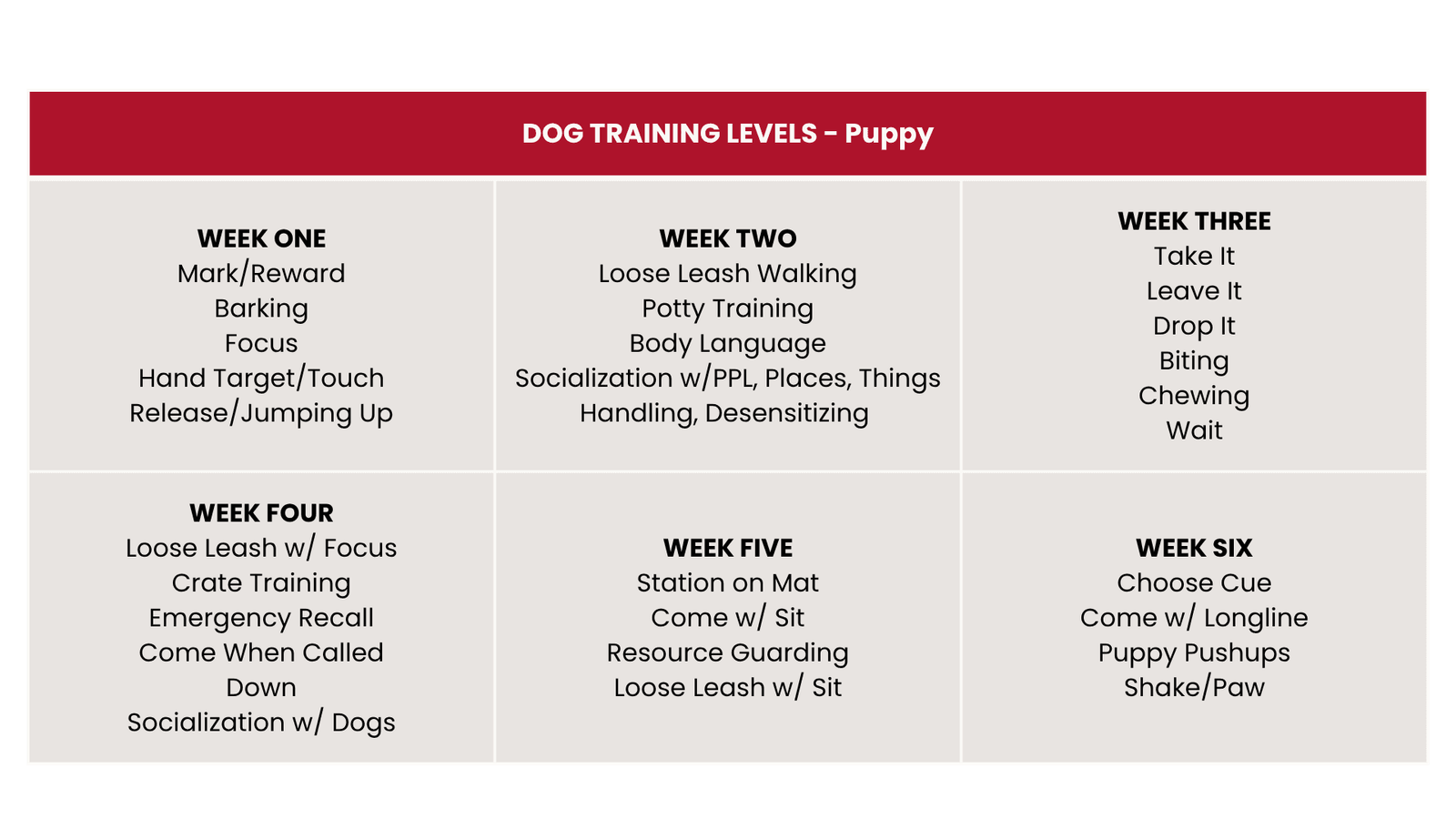 Dog Training Levels 2026 - Puppy - Desktop