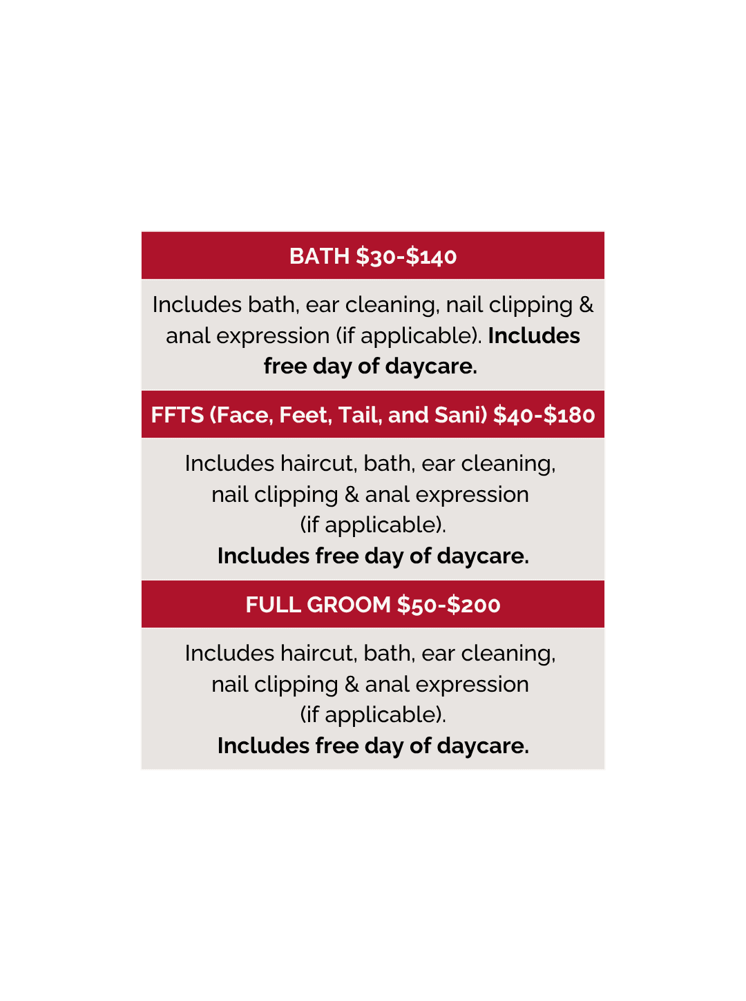 Grooming pricing 2026 - mobile