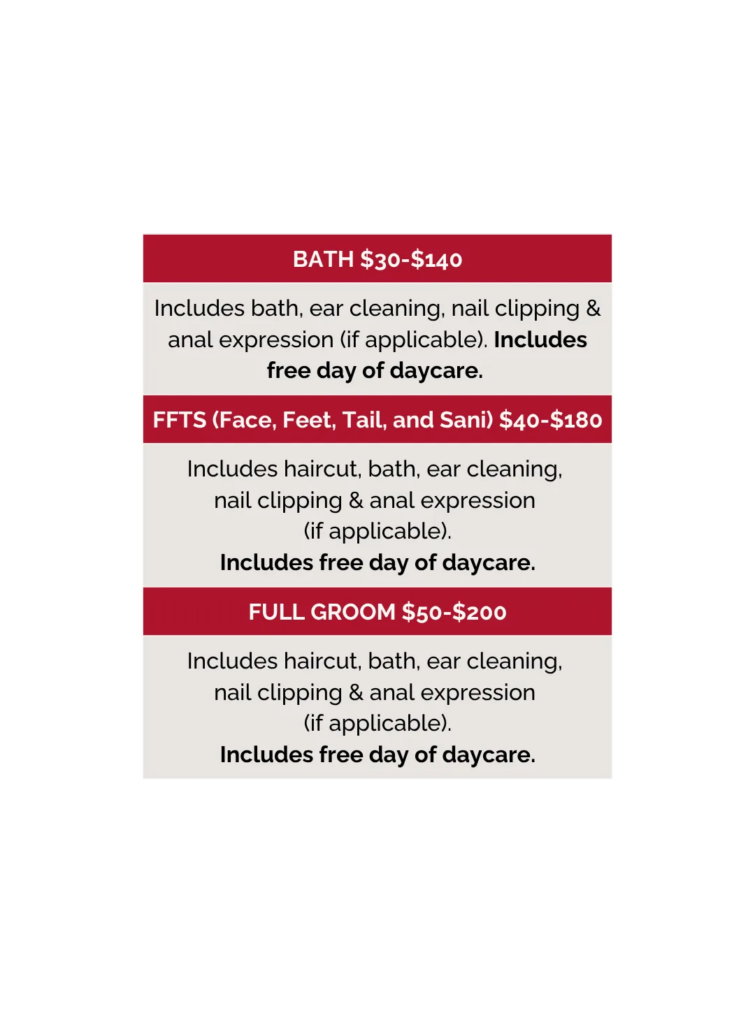 Grooming pricing 2026 - mobile