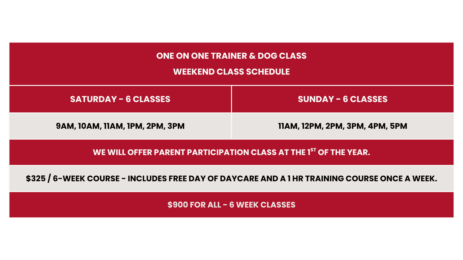 Training Schedule 2026 - desktop