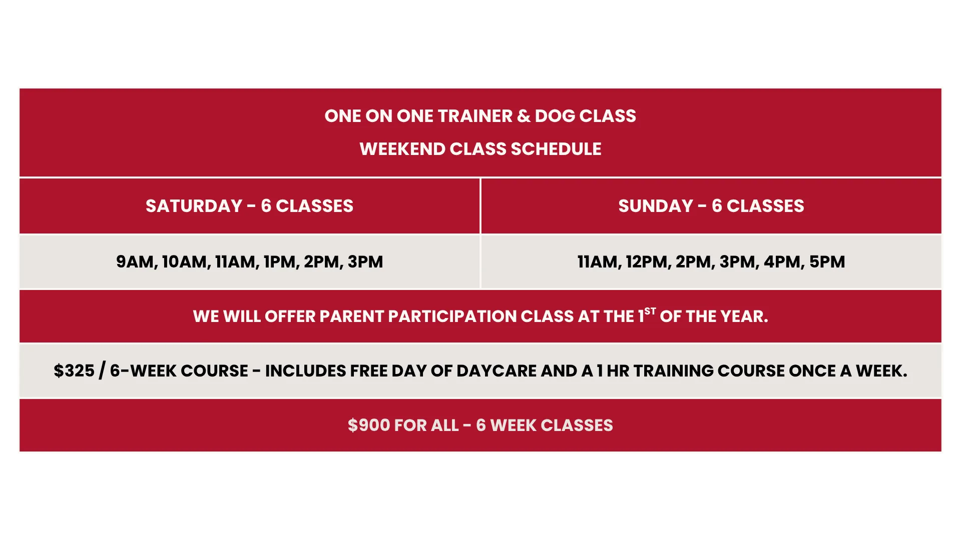 Training Schedule 2026 - desktop