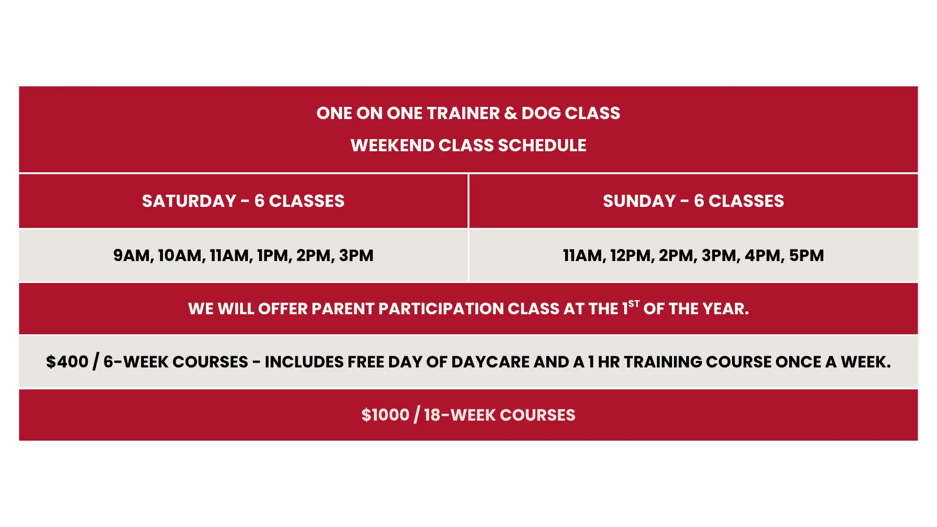 Training Schedule 2026 - desktop - Updated June 2026